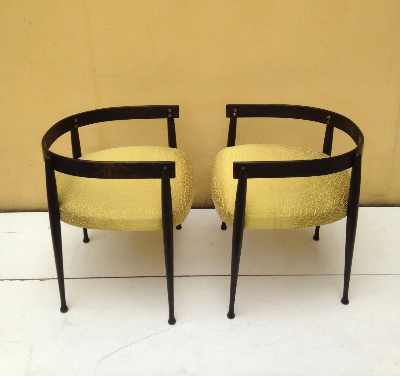 Small Italian  armchairs , curved wood .
Newly recovered .