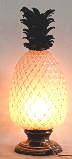 1970's Large Silver and Crystal Pineapple Lamp