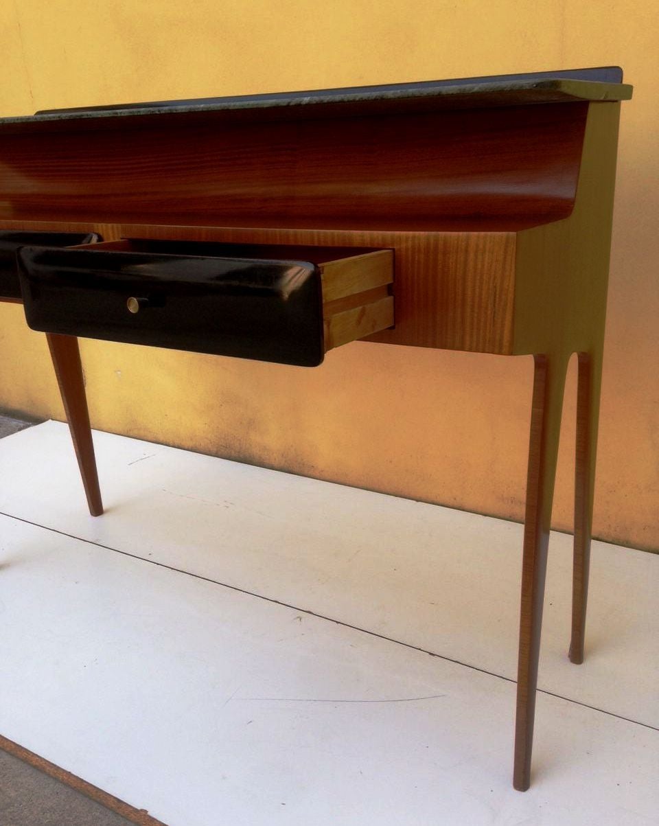 1950's Architectural Italian Console With An Amazing Suspended Marble Top For Sale 1