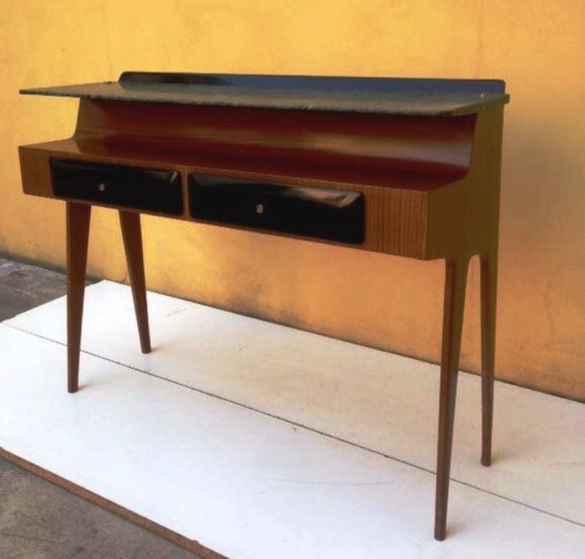 1950's Architectural Italian Console With An Amazing Suspended Marble Top For Sale 2