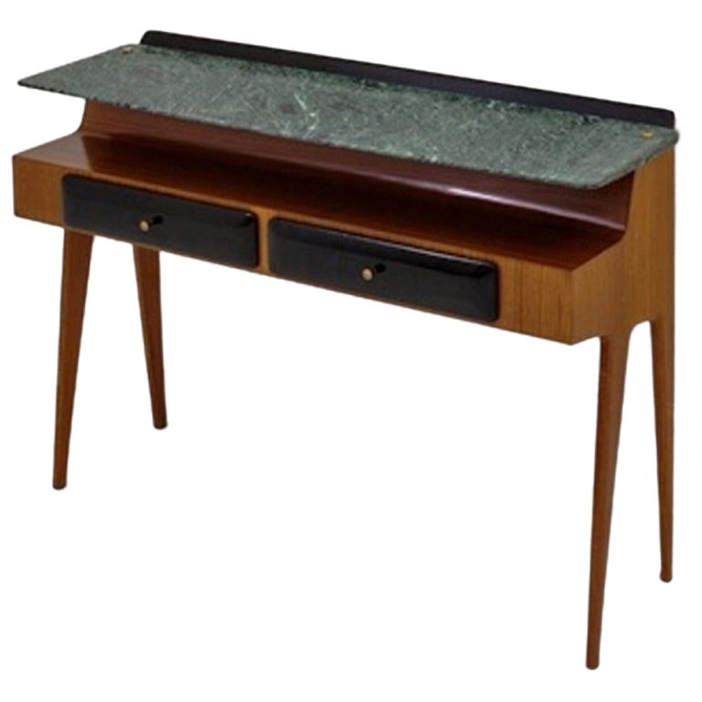 1950's Architectural Italian Console With An Amazing Suspended Marble Top For Sale