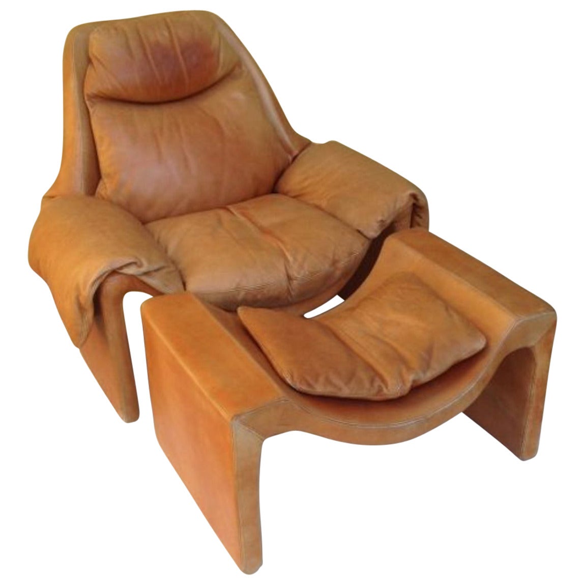 1970s Rare Vittorio Introini for Saporiti Lounge Chair and Ottoman For Sale