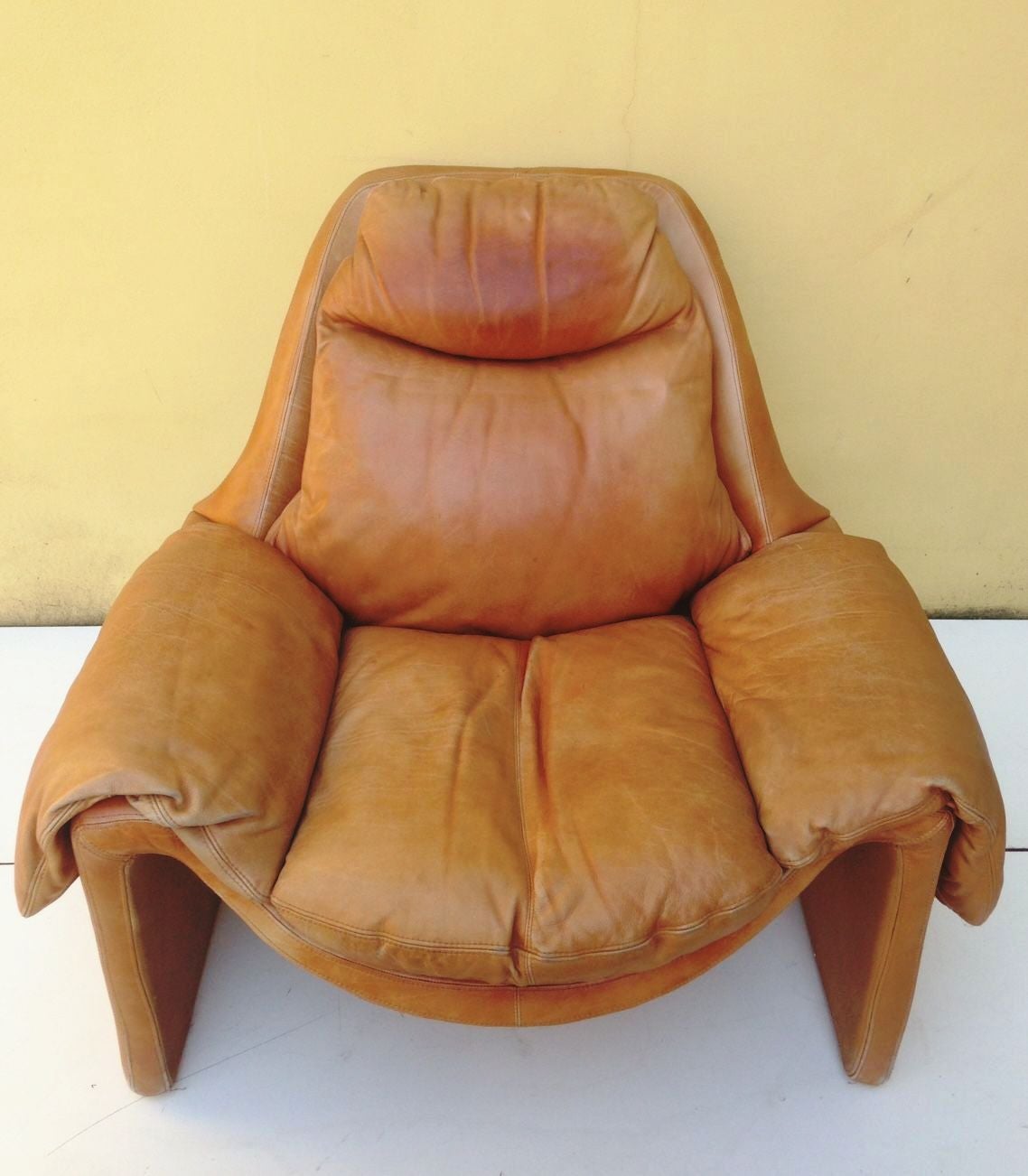 Leather 1970s Rare Vittorio Introini for Saporiti Lounge Chair and Ottoman For Sale