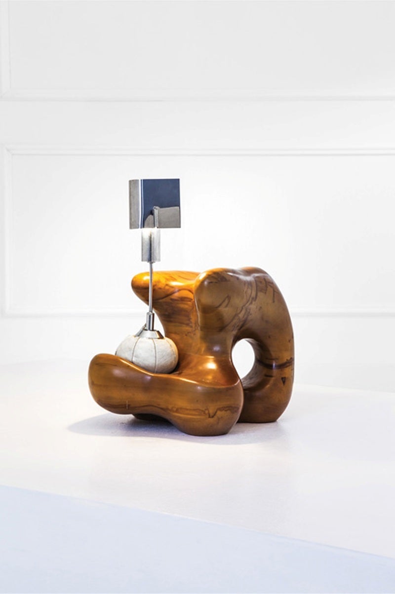 1970s Giuseppe Pulcinelli's Sculptural Wood Lamp for Esperia, Signed