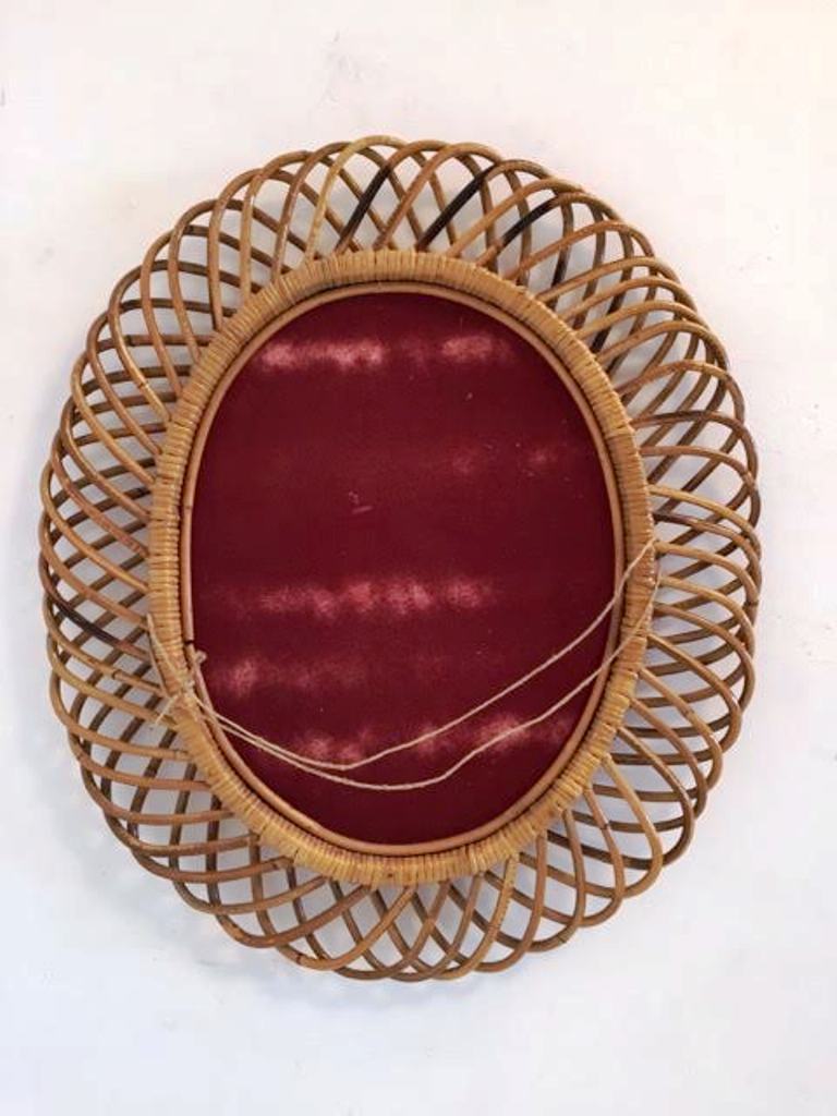 1950s Mirror in Rattan