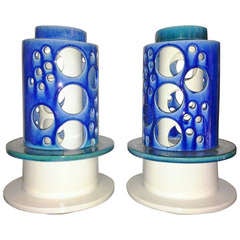 1960.s  pair of ceramic lamps