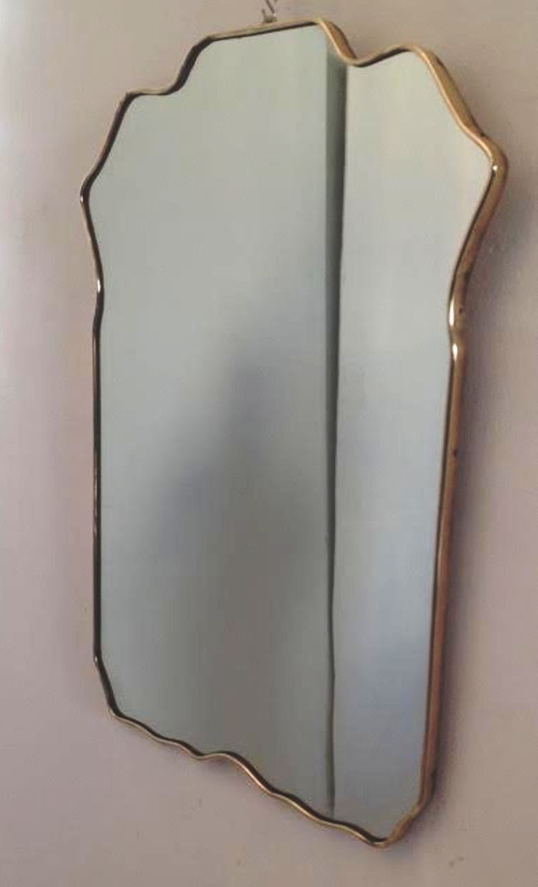 1950s French Brass Framed Mirror