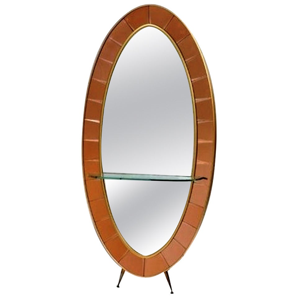 1950s Cristal Art Mirror with Console For Sale