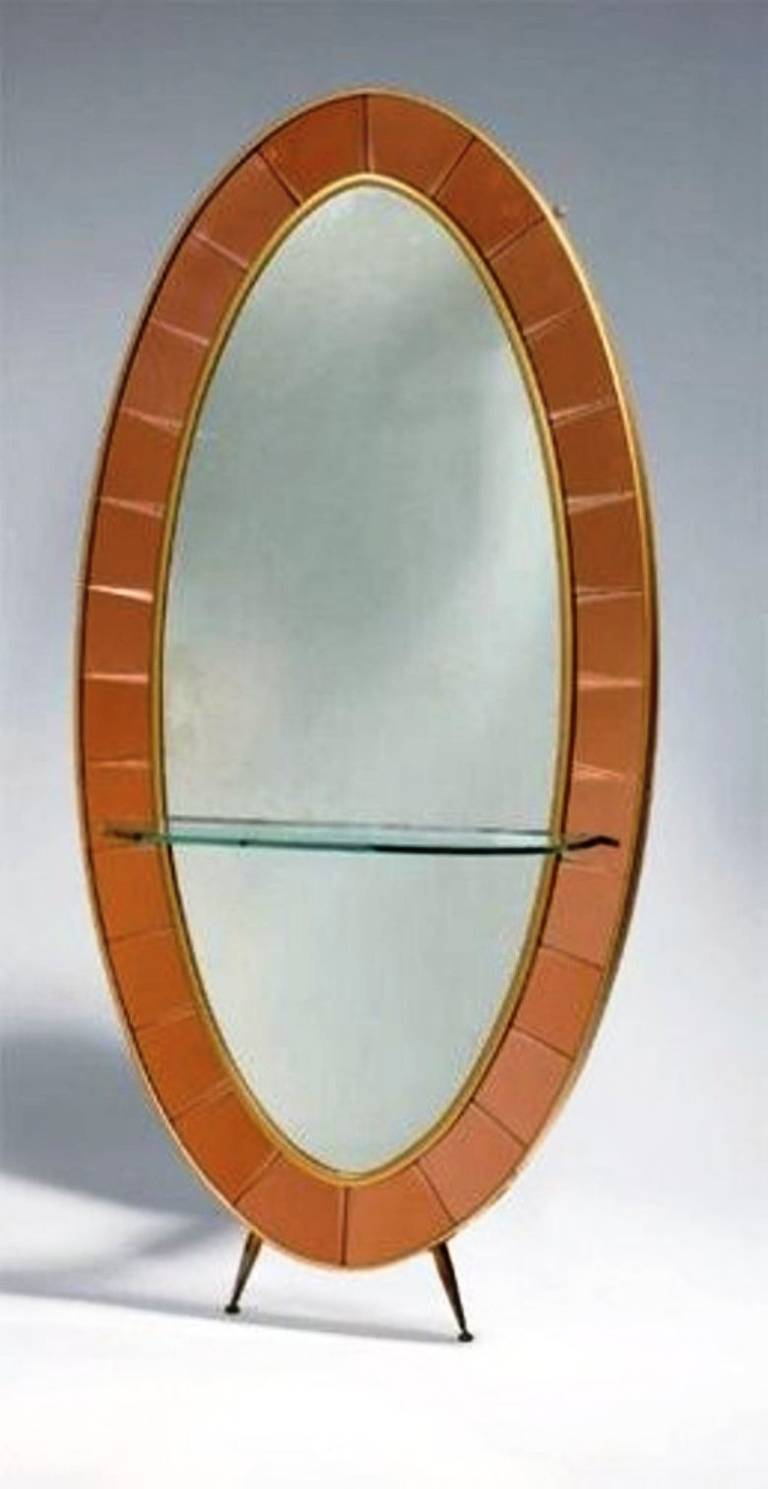 Tall  1950's mirror by Cristal Art with console
