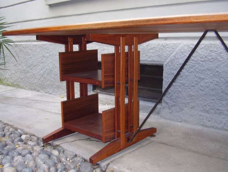 Italian Rare 1950s Rosewood Table / Desk For Sale