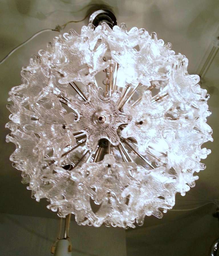 1960's Glass Flowers  Ceiling Light 1