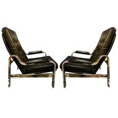 1970's Reclining Leather And Chrome Chairs