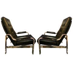 Vintage 1970's Reclining Leather And Chrome Chairs