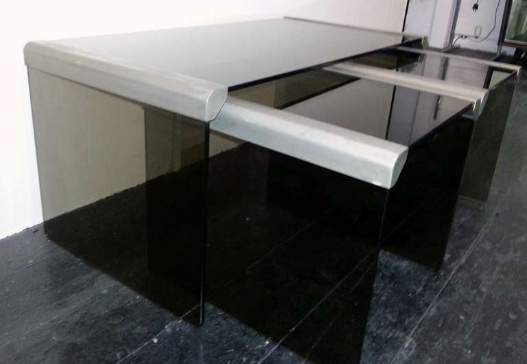 1970's Grey Glass  Coffee Table