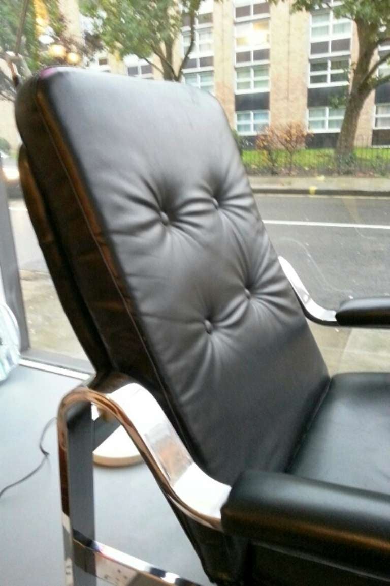 1970's Reclining Leather And Chrome Chairs For Sale 1