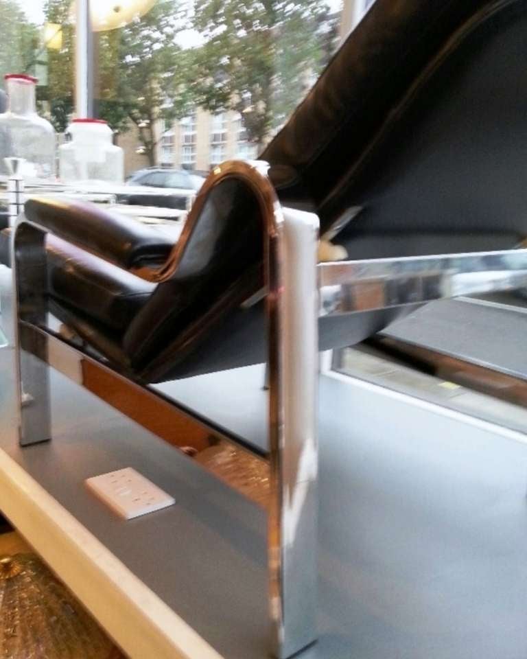 1970's Reclining Leather And Chrome Chairs For Sale 2