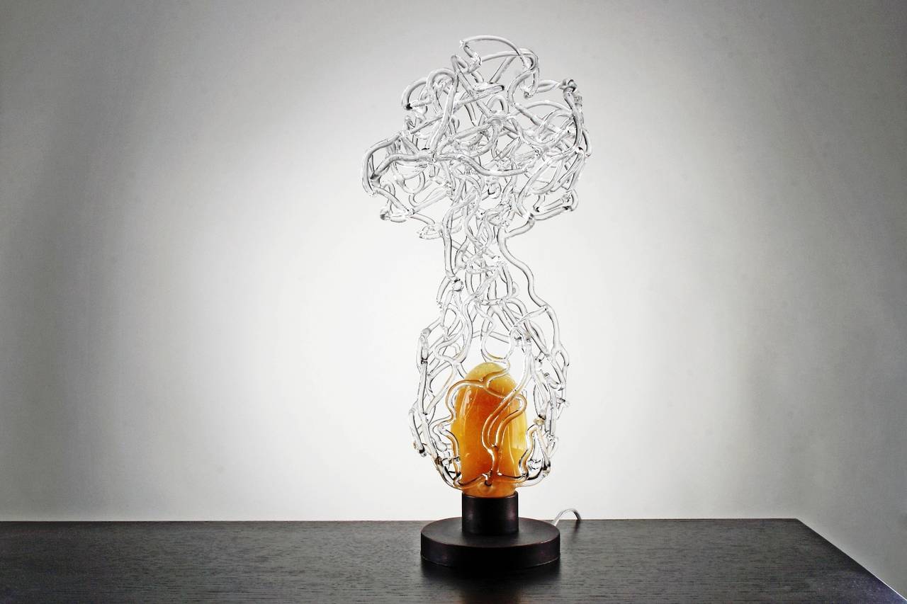 Sketch, light sculpture or table lamp by Simone Crestani 
Unique piece.

Simone Crestani is an artist, a designer, and a glassblowing master. He was born in Marostica, in the region of Venice, where he still lives and works. The privilege of