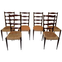 Late 1940s Paolo Buffa, Set of Six Chairs