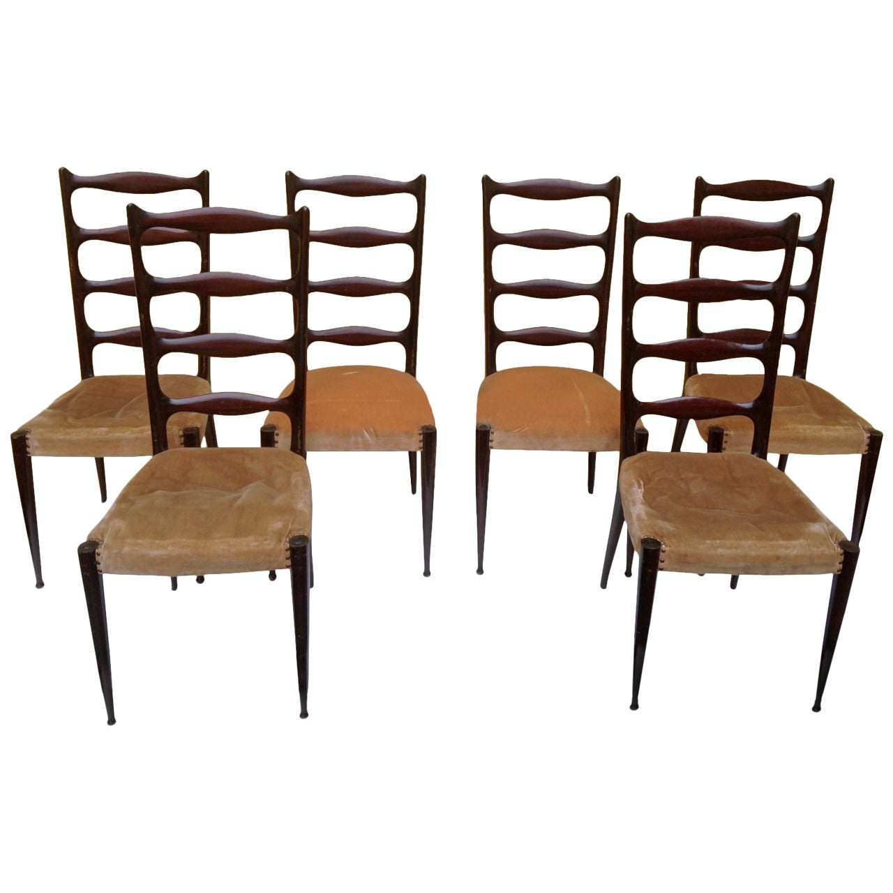 Late 1940s Paolo Buffa, Set of Six Chairs For Sale
