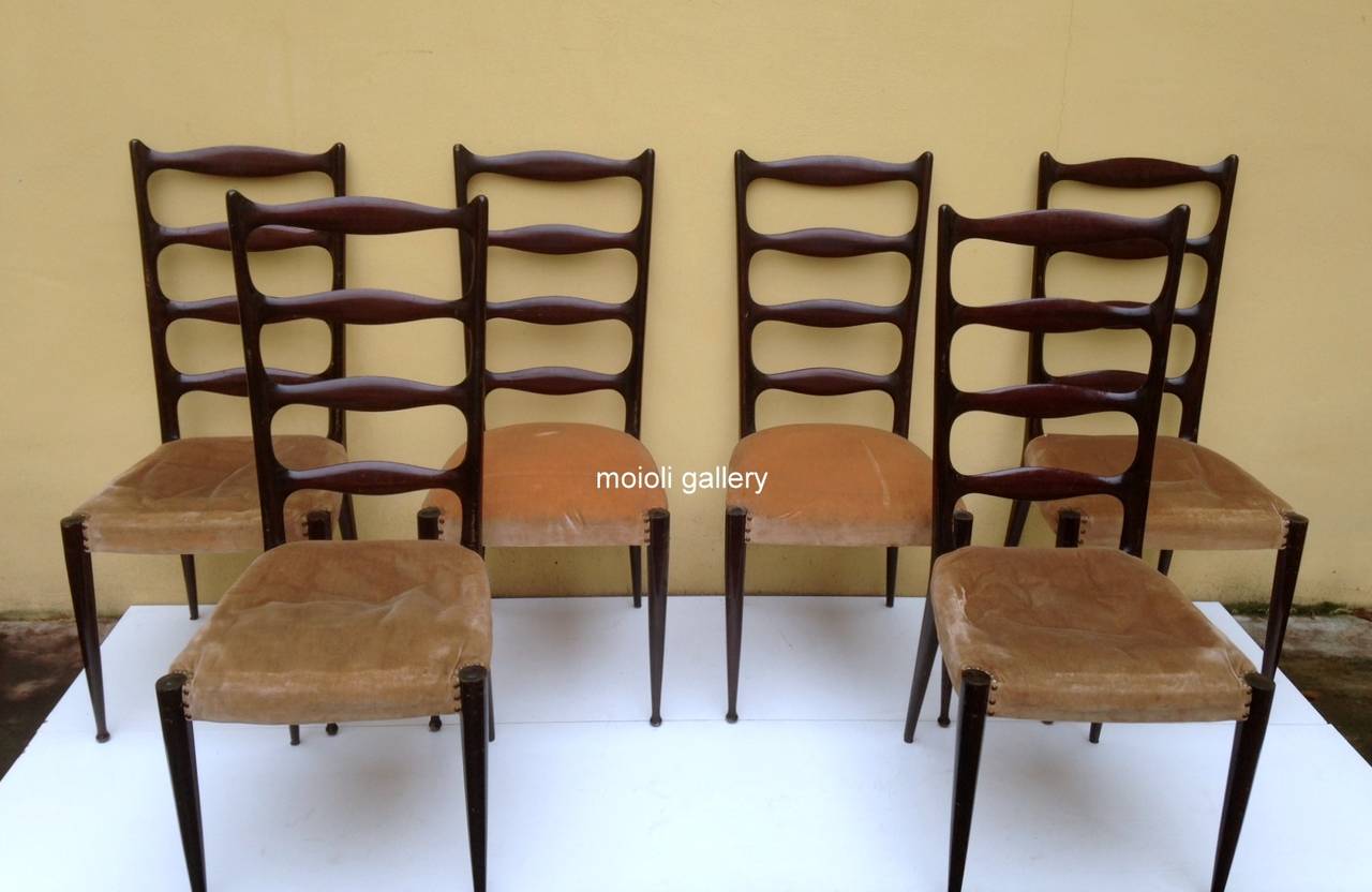 Amazing high back model of this refined post war Paolo Buffa chairs.
    

Many pieces are stored in our warehouse, so please click CONTACT DEALER under our logo to find out if the pieces you are interested in seeing are on the gallery floor.