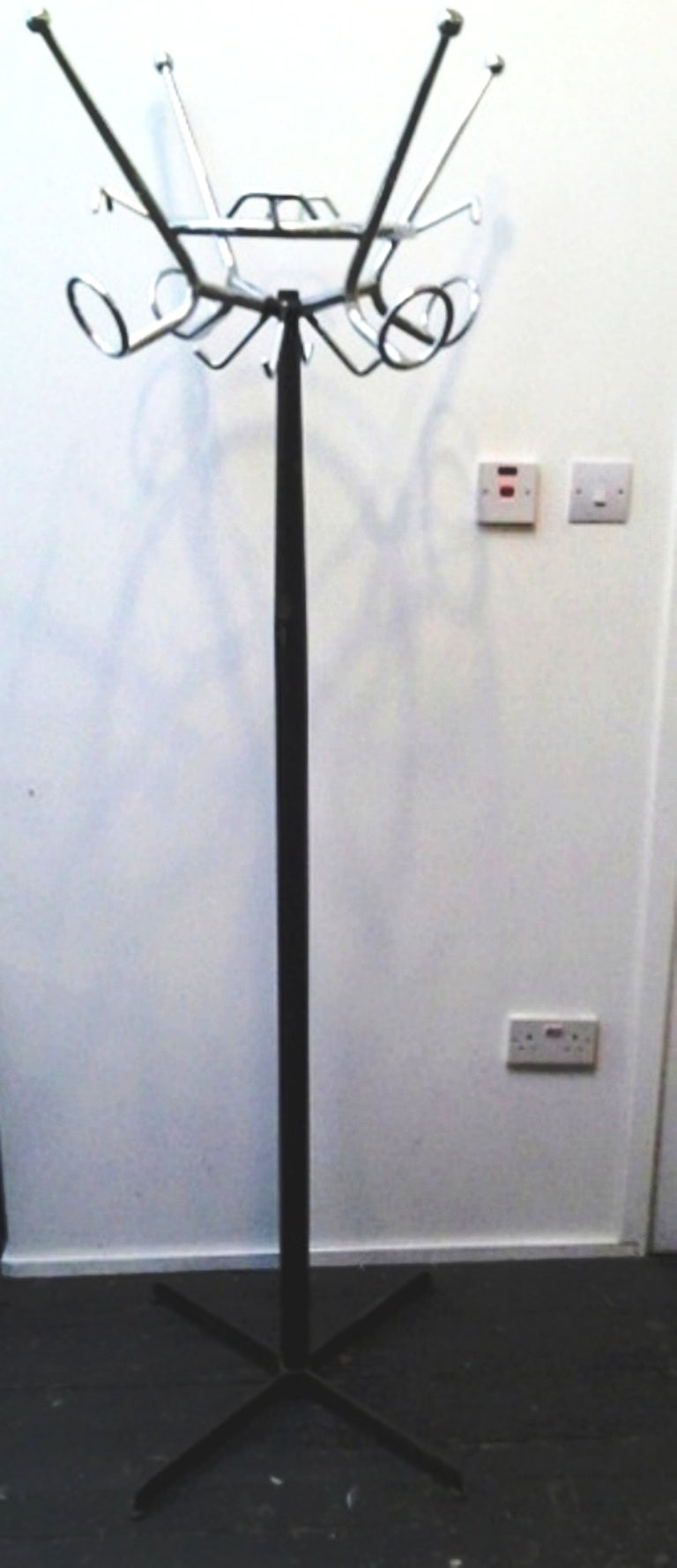 1950's Coat stand in iron and chromed metal