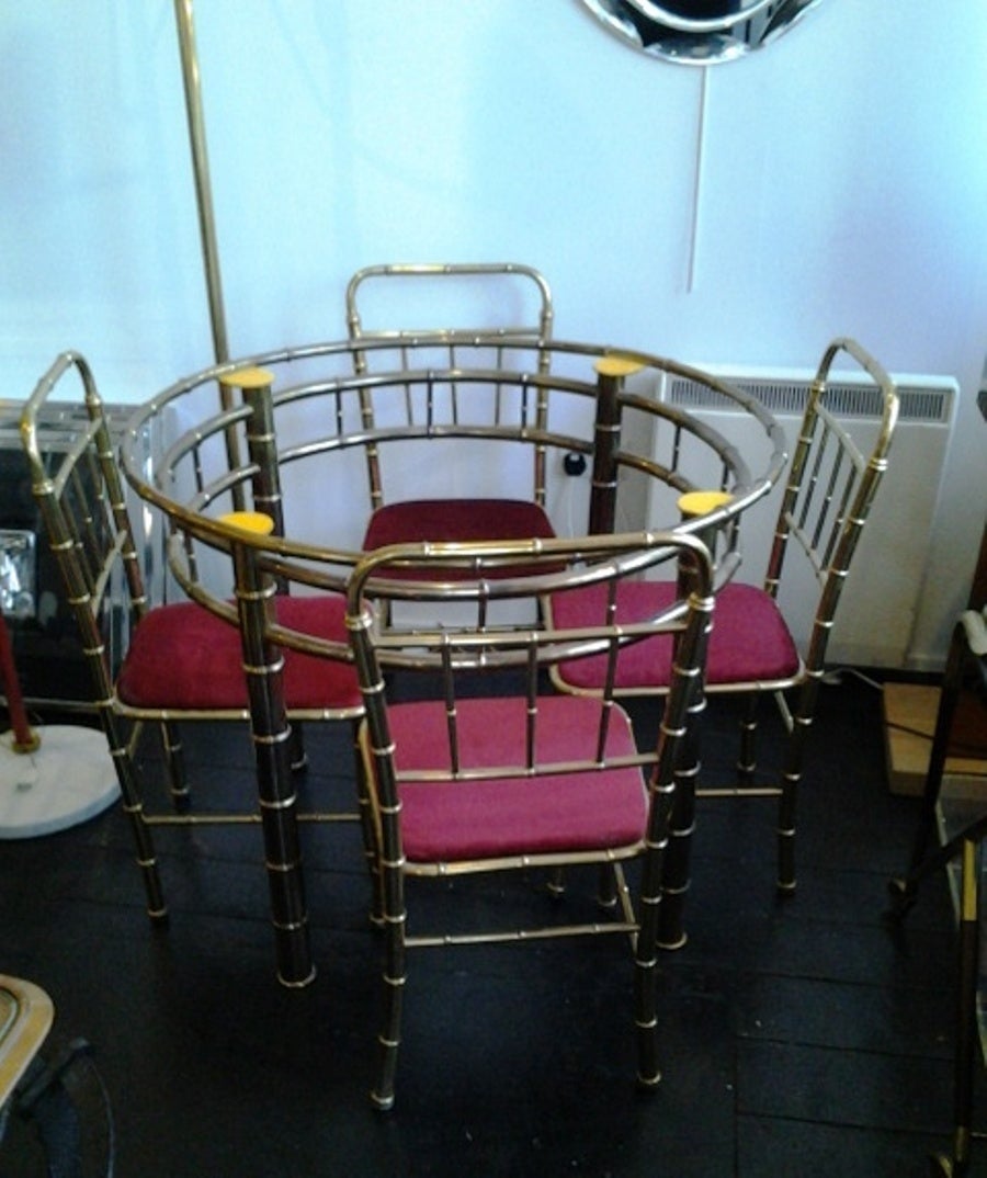 1960's Faux Bamboo Brass table in the style of Maison Jansen