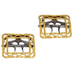 Pair of George III Gold Pierced Buckles by Thomas Taylor I