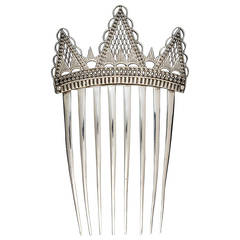 Antique George III Silver Comb with Oriental Crown