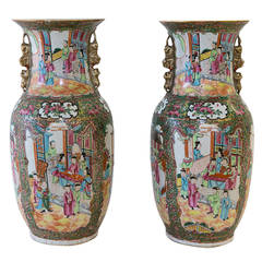 Pair of 19th Century Canton Porcelain Vases