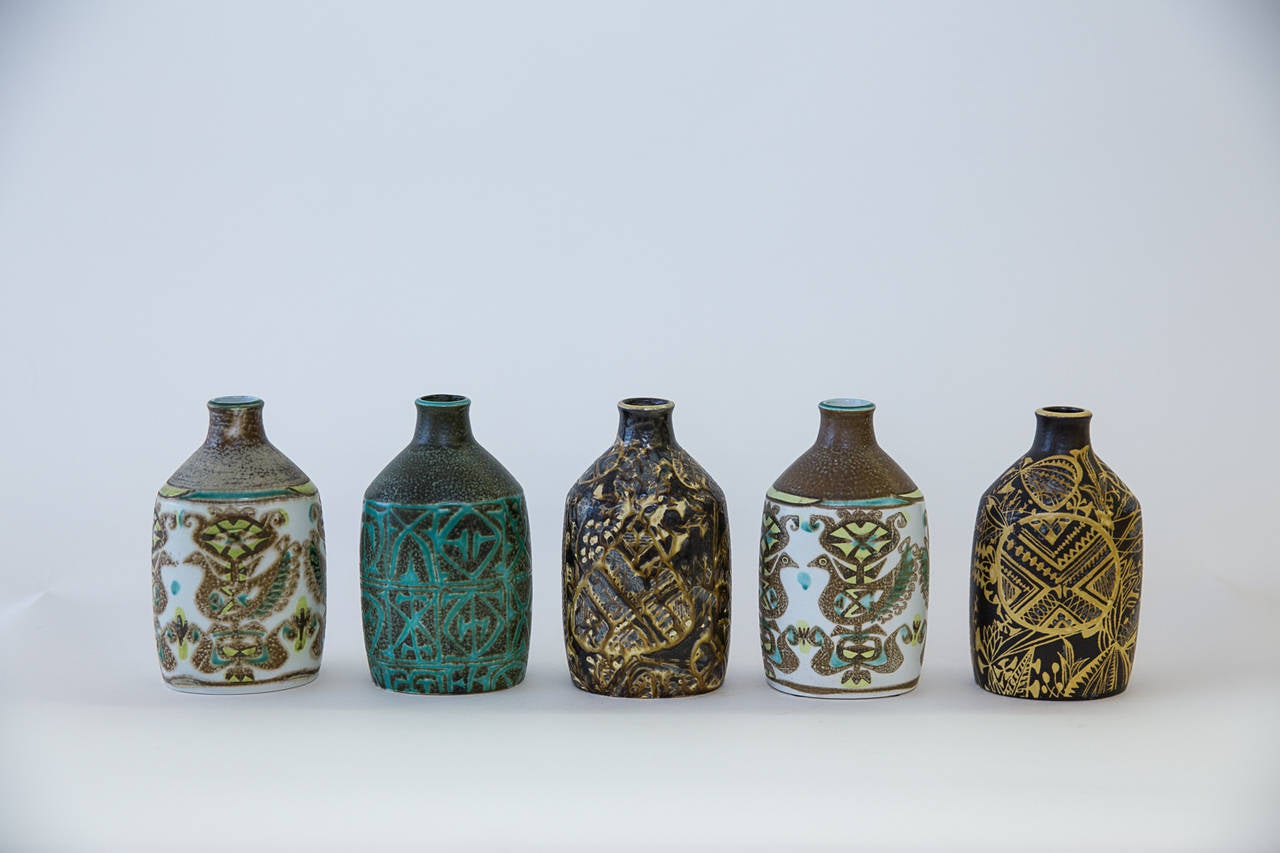 Danish Collection of Five 1970s Royal Copenhagen Vases
