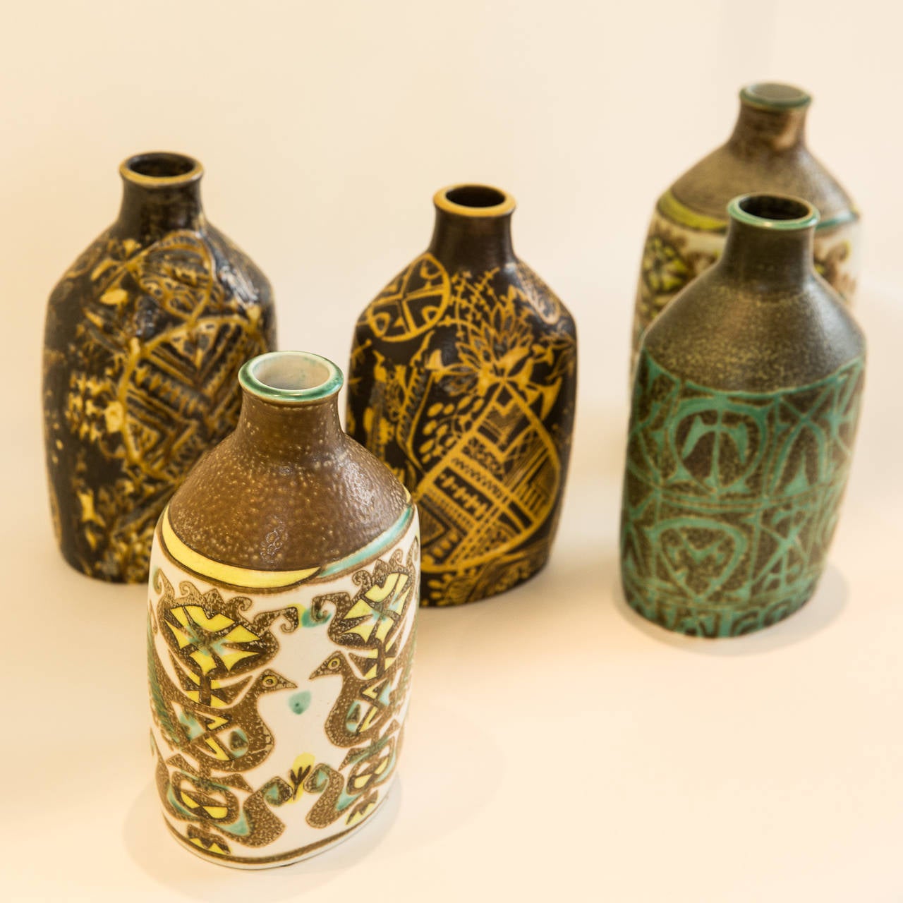 Late 20th Century Collection of Five 1970s Royal Copenhagen Vases