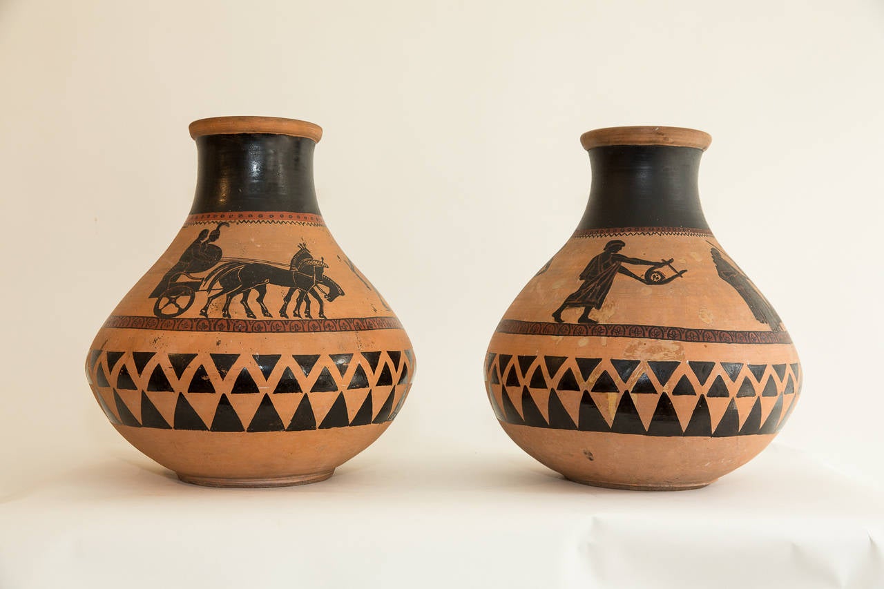 Pair of Huge Neoclassical 1920s Primavera Vases
