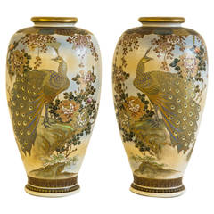 Meiji Period Satsuma Pair of Vases