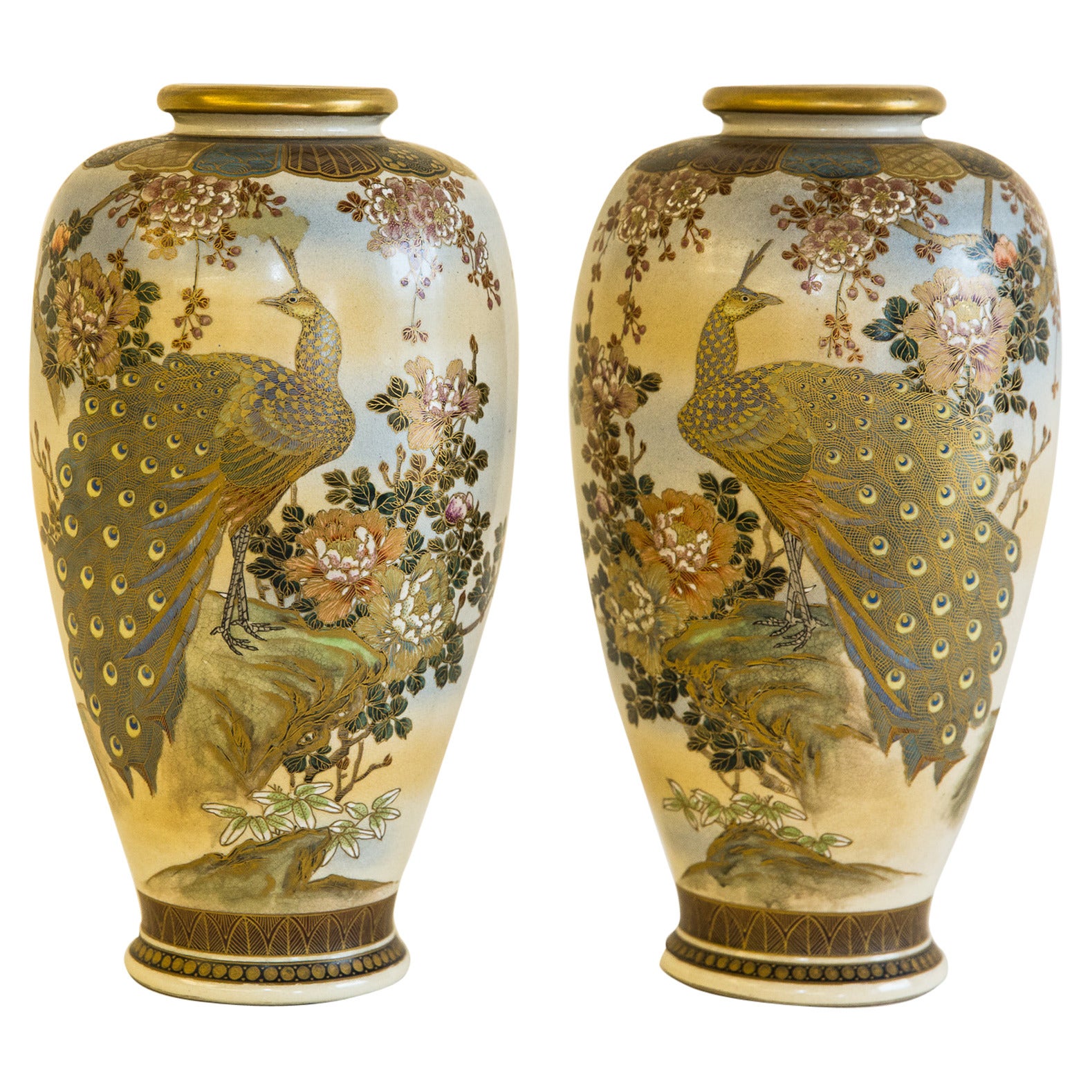 Meiji Period Satsuma Pair of Vases