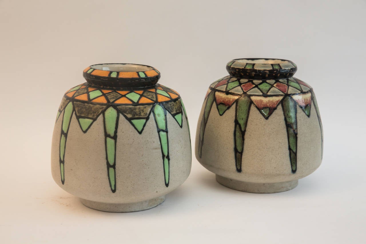 Mid-20th Century Pair of French Art Deco Ceramics For Sale