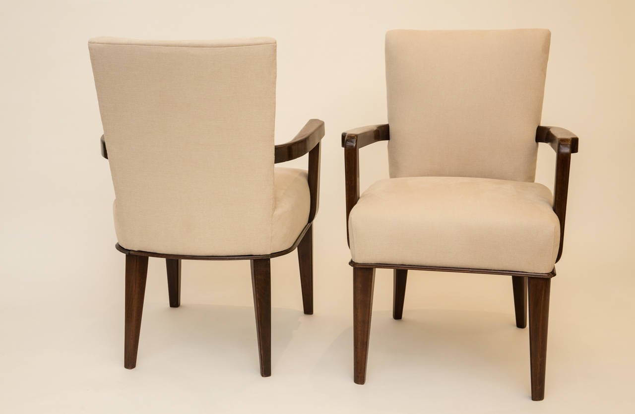Mid-20th Century Pair of Large French Art Deco Armchairs