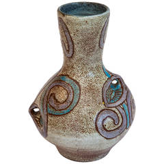 French 1950s Accolay Freeform Ceramic Vase