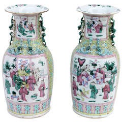 Pair of XIXth.c Canton porcelain large vases