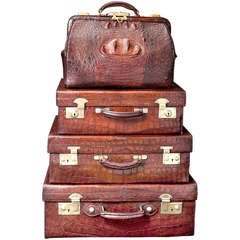Vintage English Crocodile Luggage Collection