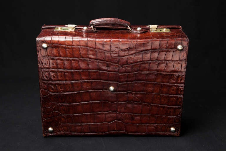 Vintage English Crocodile Luggage Collection For Sale 1