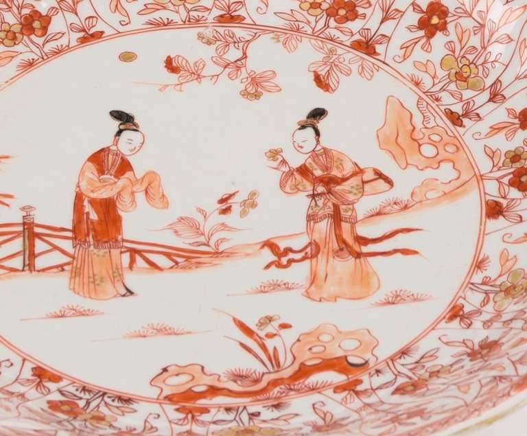 Chinese Antique Kangxi Iron Red Underglaze Charger For Sale