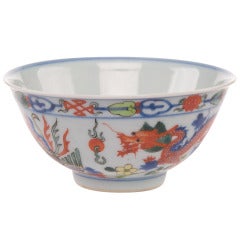 Wucai Dragon and Phoenix Bowl