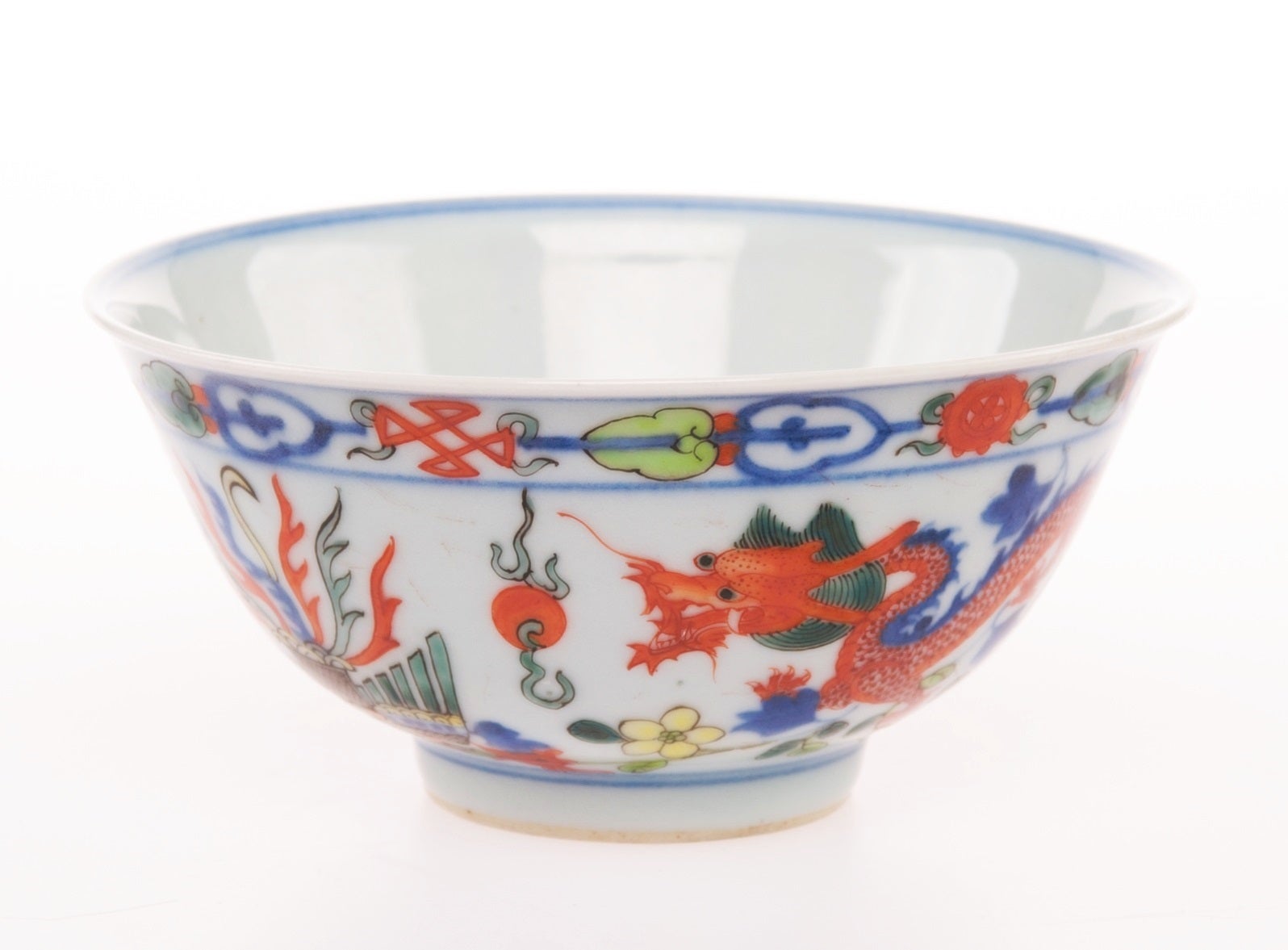 Wucai Dragon and Phoenix Bowl For Sale