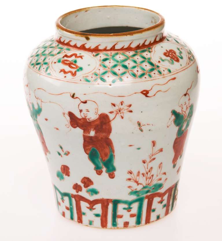 Ming Jar Famille Vert With Playing Boys