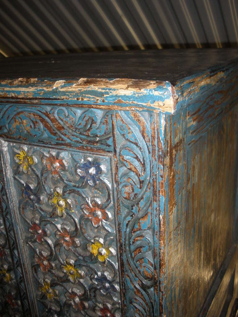 Late 19th Century Carved Floral Sideboard with Original Paint In Good Condition In Nantucket, MA