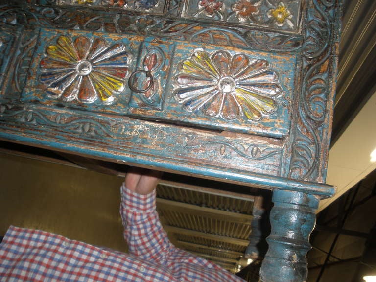 Late 19th Century Carved Floral Sideboard with Original Paint 1