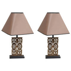 Pair of Iron Ballustrades Converted to Table Lamps, Mid-century