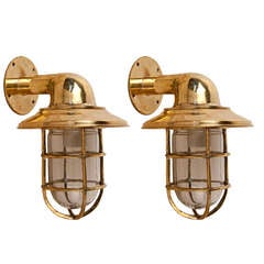 Pair of Nautical Antique Brass Passageway Lights