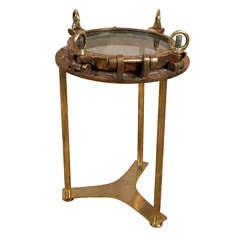 Original Vintage Nautical Brass Porthole Converted to Side Table