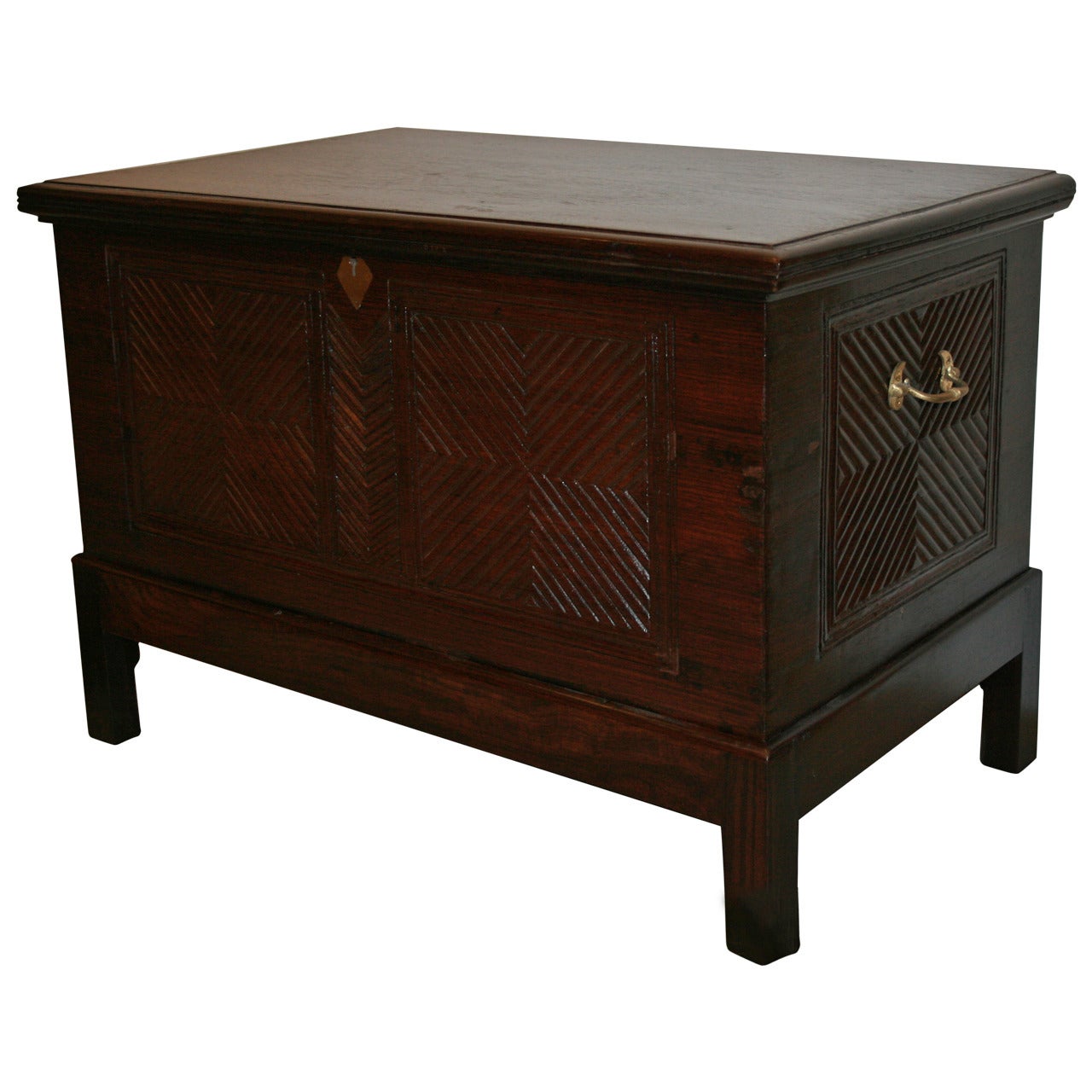Early 1900s British Campaign Rosewood Chest on Custom Stand For Sale